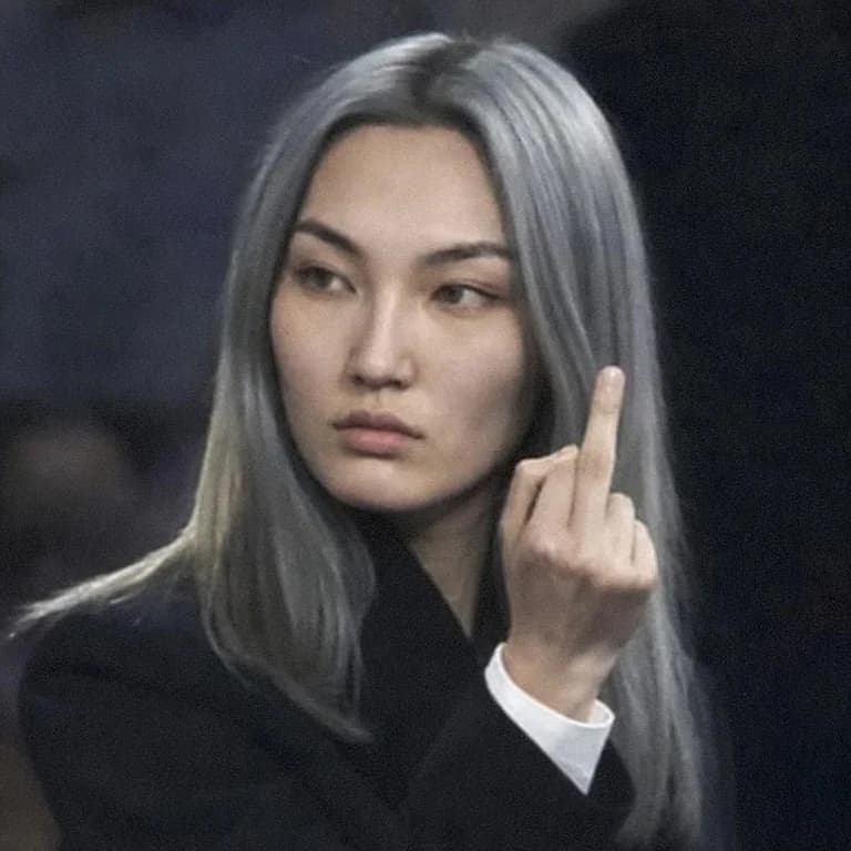 Suit with Blurred Middle Finger
