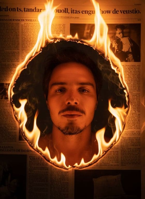Burning Newspaper Portrait